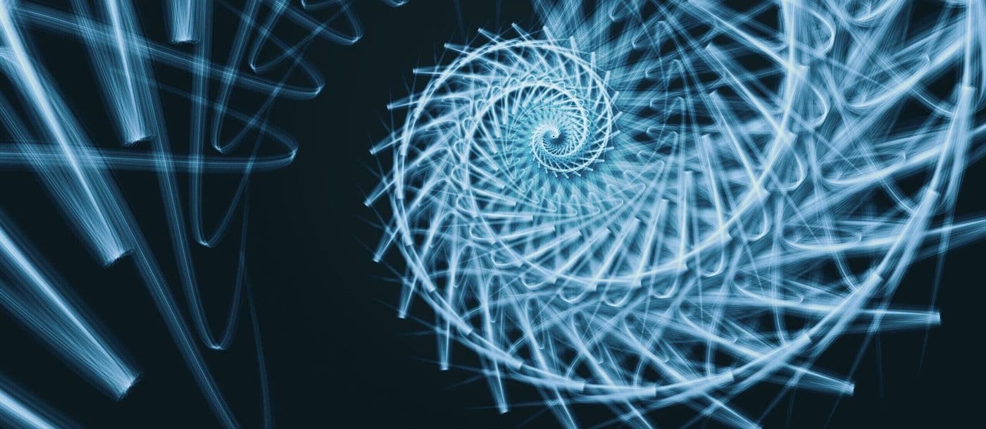 A spiral staircase seen from below